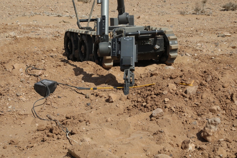 US ordnance teams utilize robots for explosives detection at African Lion 2025