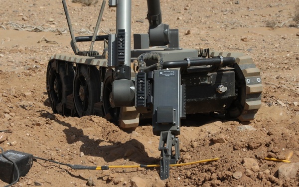 US ordnance teams utilize robots for explosives detection at African Lion 2025