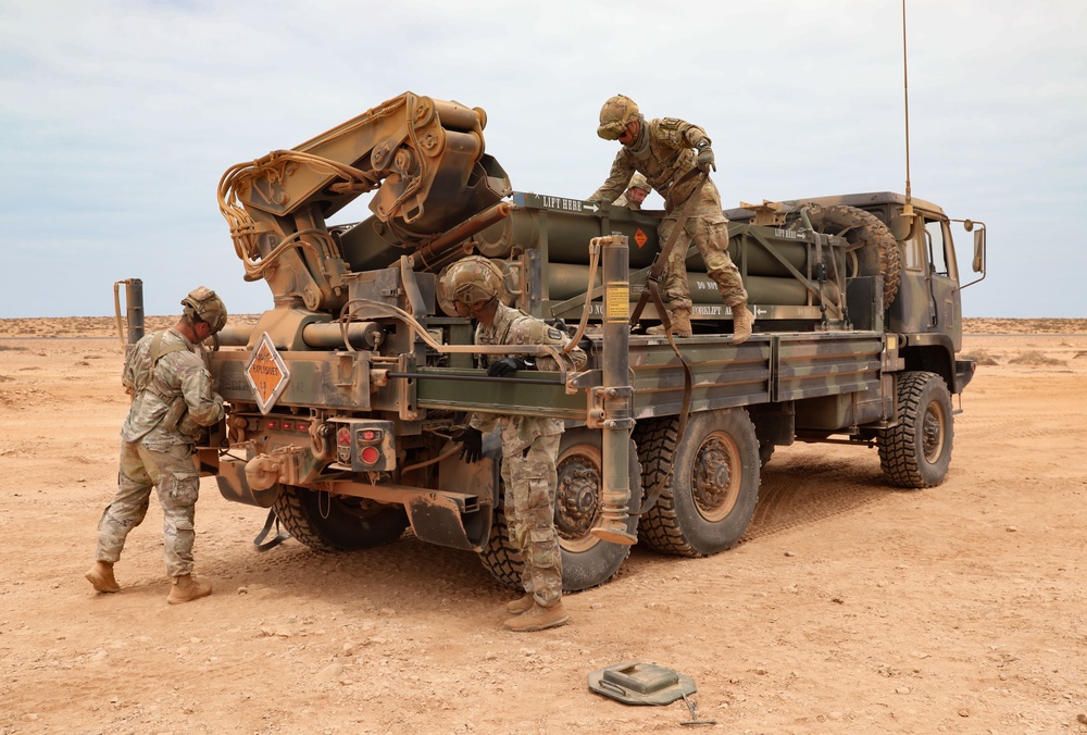New Hampshire National Guard conducts artillery rocket resupply at Africa Lion 2025