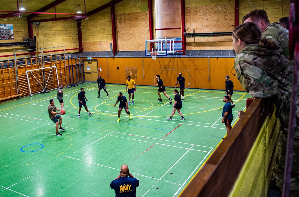 Blue Ridge Sailors Play Basketball With New Zealand Defence Force