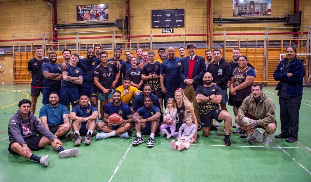 Blue Ridge Sailors Play Basketball With New Zealand Defence Force