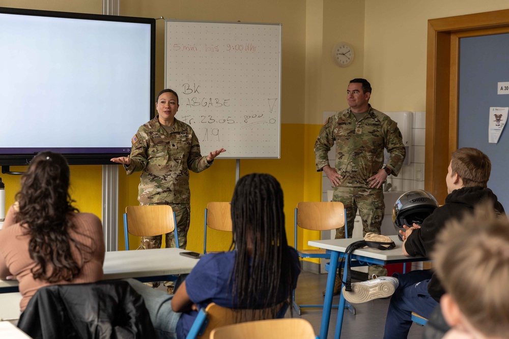 21st TSC Officers Brief Sustainment Capabilities to BurgGymnasium