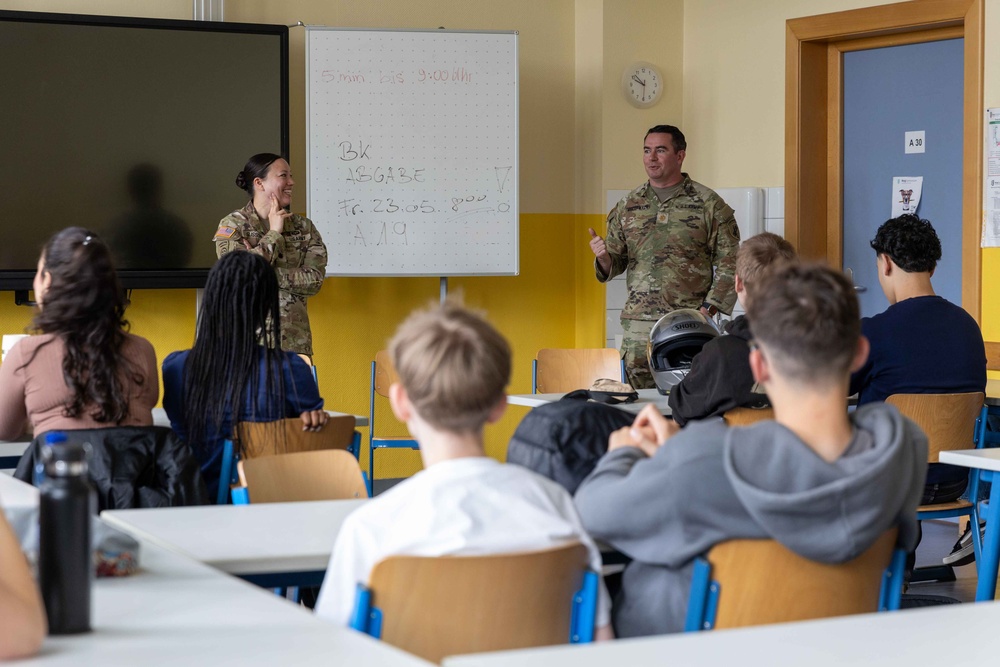 21st TSC Officers Brief Sustainment Capabilities to BurgGymnasium