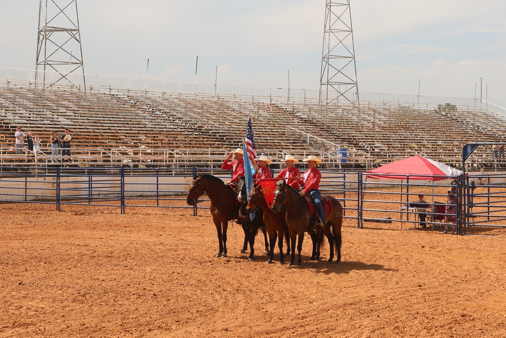 Artillery Half Section presents mounted color guard