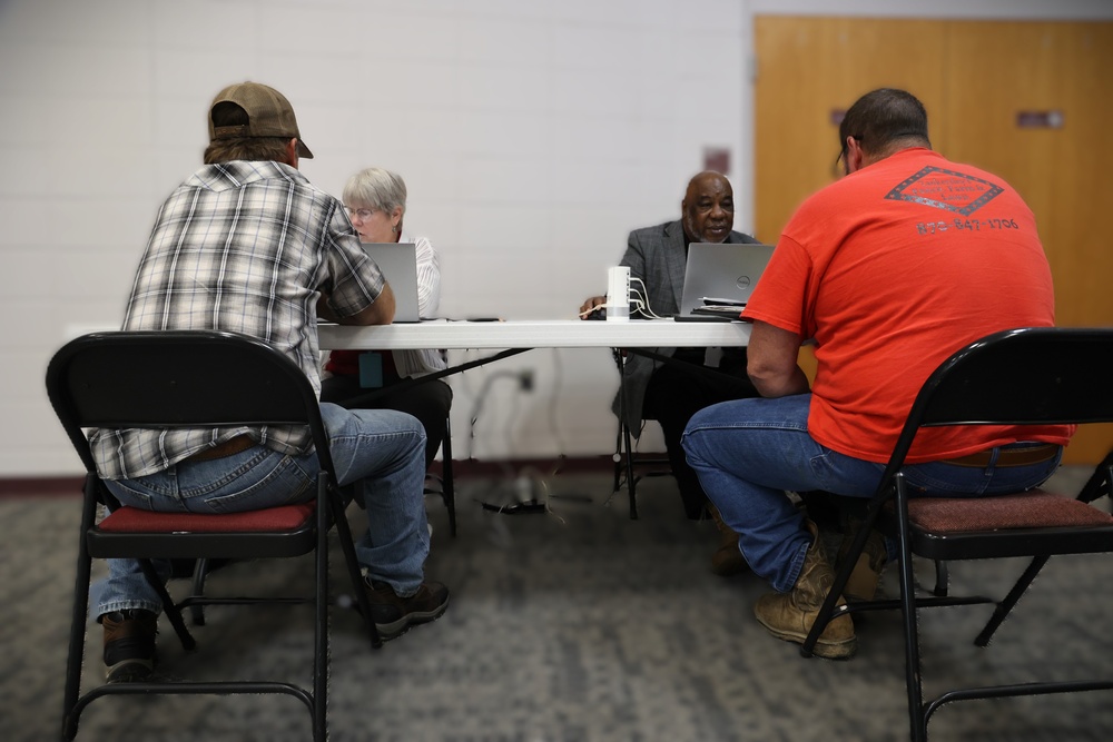 Survivors of the Arkansas severe storms and tornadoes attend FEMA Registration Event