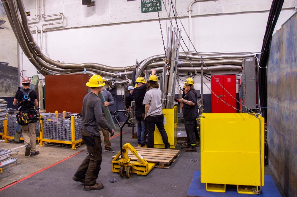 USS Ronald Reagan (CVN 76) conducts daily maintenance operations