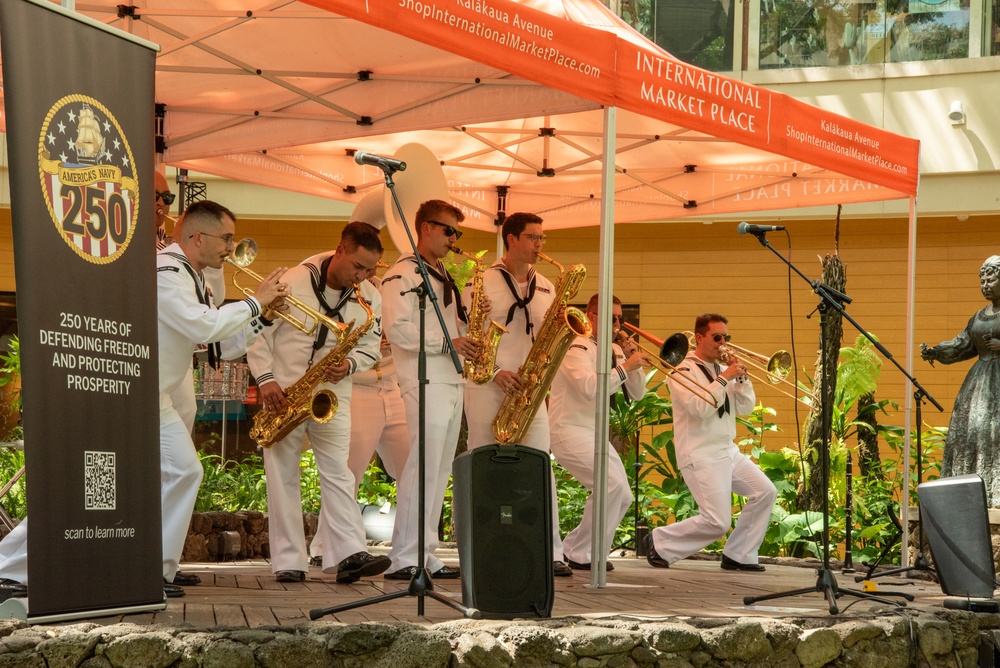 U.S. Pacific Fleet Band &quot;Big Wave&quot; Brass Band performs at International Marketplace, Honolulu