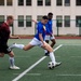 USS Ronald Reagan (CVN 76) Sailors play in an intramural soccer game