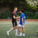 USS Ronald Reagan (CVN 76) Sailors play in an intramural soccer game