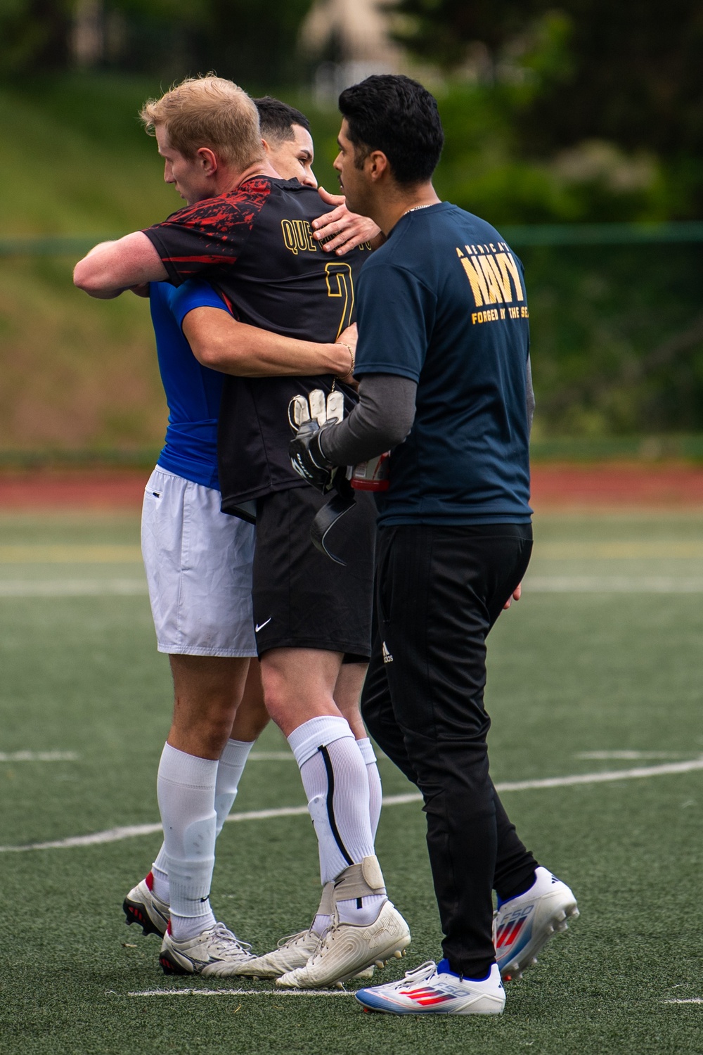 USS Ronald Reagan (CVN 76) Sailors play in an intramural soccer game