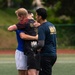 USS Ronald Reagan (CVN 76) Sailors play in an intramural soccer game