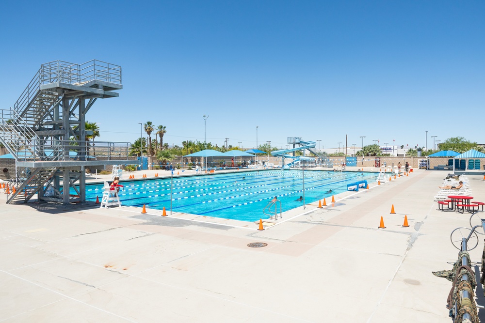 Combat Center Swim Team conducts swim practice at the Training Tank