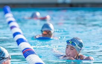 Combat Center Swim Team conducts swim practice at the Training Tank
