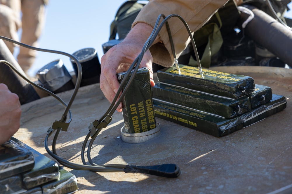 Explosive Ordnance Disposal team set off unexploded ordnance