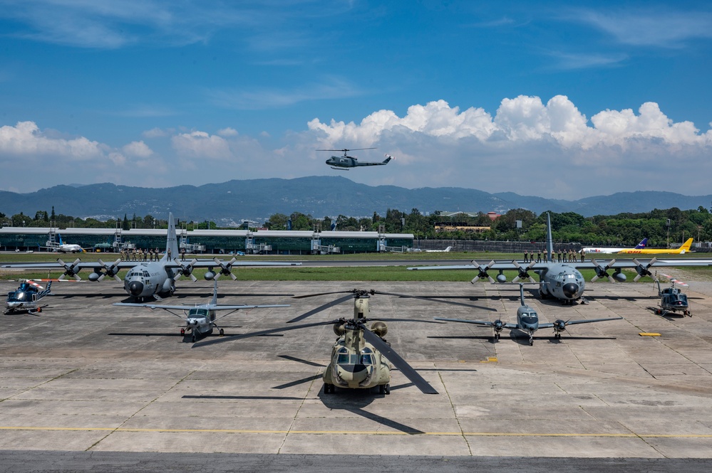 U.S. Air Force and Guatemalan Aircraft stage for a photo during CENTAM Guardian 25