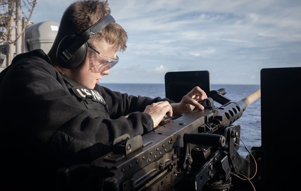 USS America (LHA 6) Conducts Crew-Served Weapons Live-Fire Exercise