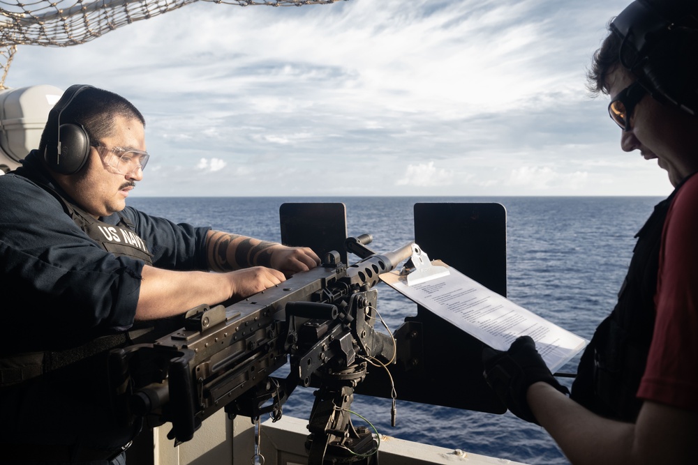 USS America (LHA 6) Conducts Crew-Served Weapons Live-Fire Exercise