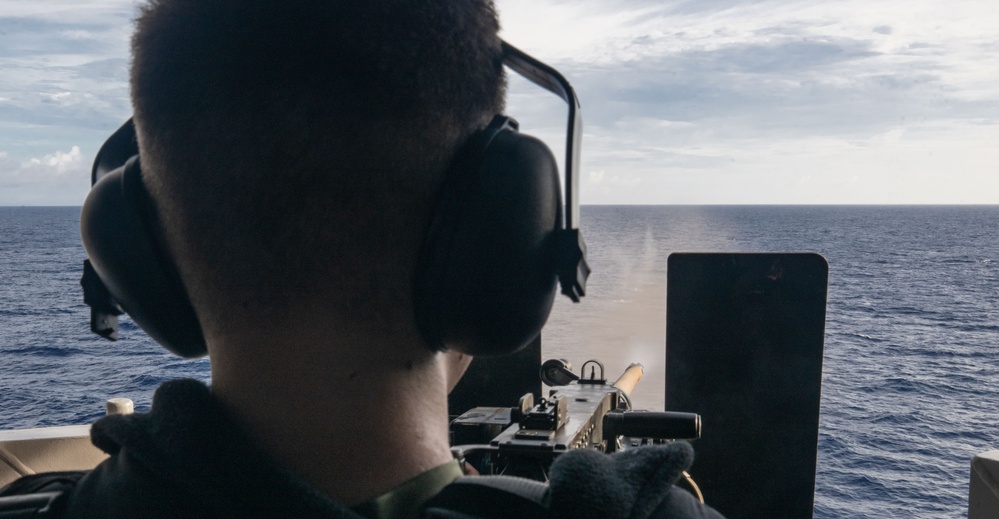 USS America (LHA 6) Conducts Crew-Served Weapons Live-Fire Exercise