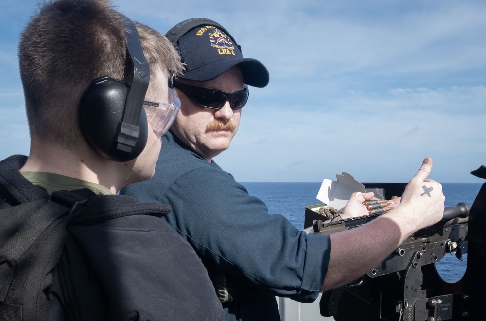 USS America (LHA 6) Conducts Crew-Served Weapons Live-Fire Exercise