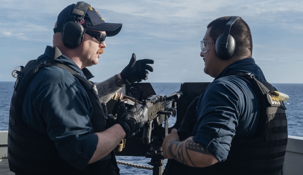 USS America (LHA 6) Conducts Crew-Served Weapons Live-Fire Exercise