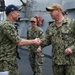 Commander U.S. Naval Forces Korea (CNFK) Rear Adm. Neil Koprowski visits the Arleigh Burke-class guided-missile destroyer USS William P. Lawrence (DDG 110)