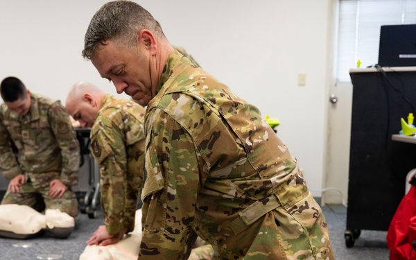 374 AW leadership, front office personnel attend CPR/AED course