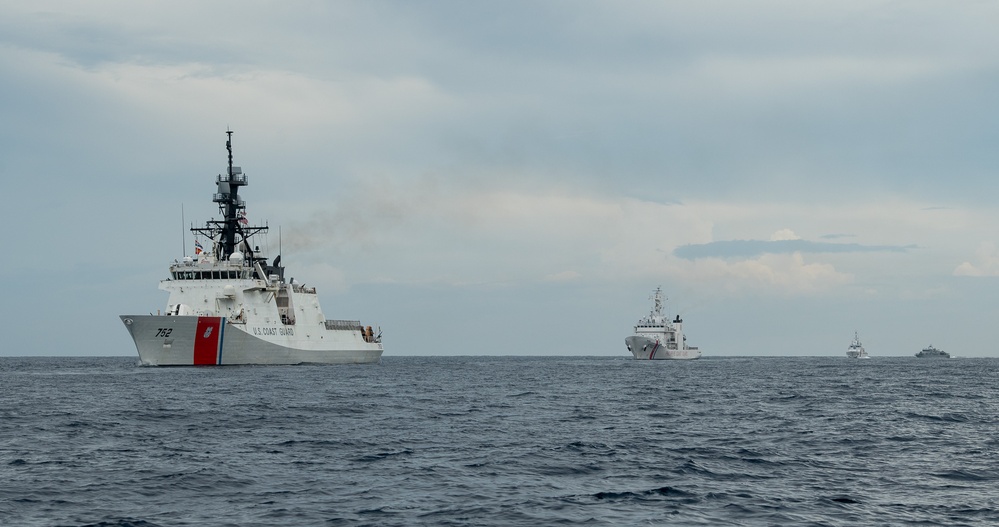 U.S. Coast Guard Cutter Stratton conducts at-sea engagements with the Philippines Coast Guard and Philippines Navy during Indo-Pacific patrol