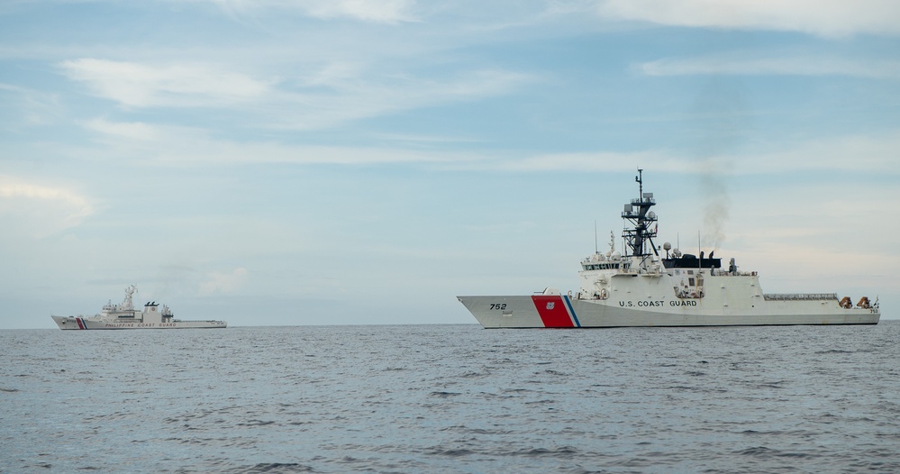 U.S. Coast Guard Cutter Stratton conducts at-sea engagements with the Philippines Coast Guard and Philippines Navy during Indo-Pacific patrol