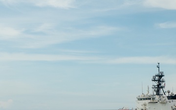 U.S. Coast Guard Cutter Stratton conducts at-sea engagements with the Philippines Coast Guard and Philippines Navy during Indo-Pacific patrol