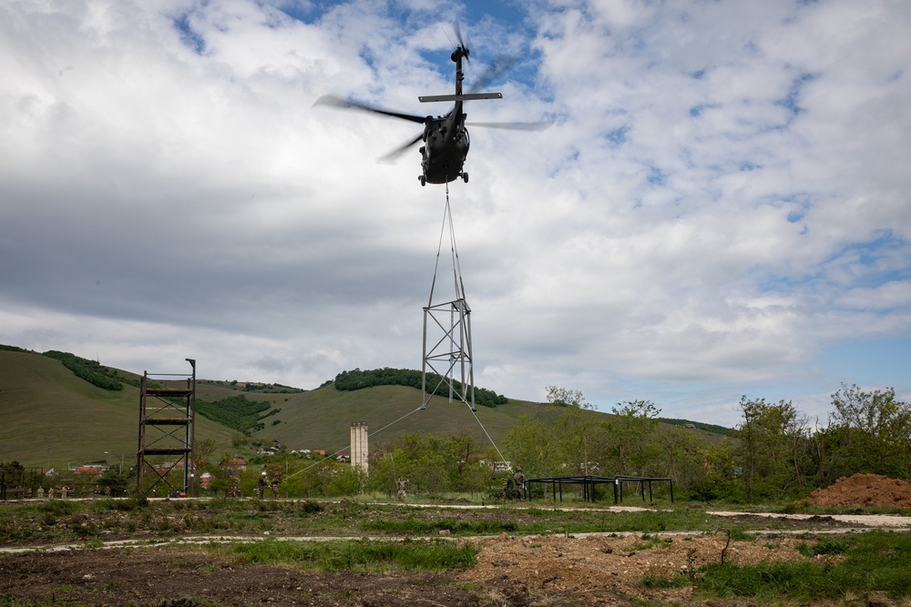 KFOR RC-E engineers and aviation team up to complete obstacle course project at Camp Vrelo