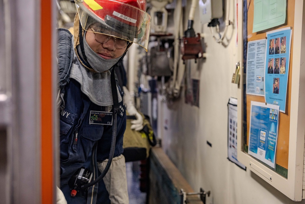 General Quarters Drill aboard USS Ralph Johnson