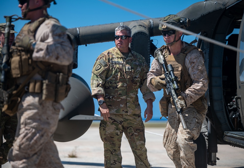 U.S. Marines, Soldiers conduct air mobility and ground defense training