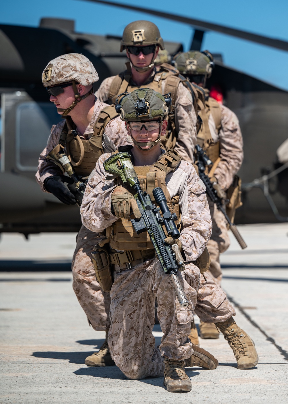U.S. Marines, Soldiers conduct air mobility and ground defense training