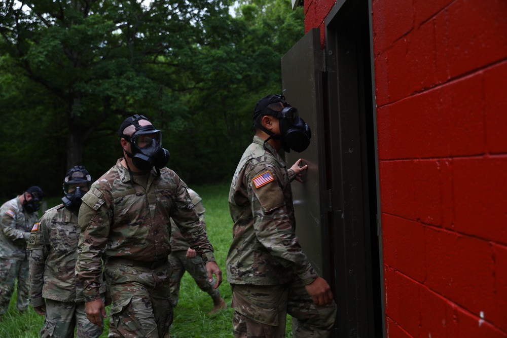 The 1792nd Combat Sustainment Support Battalion goes into the CBRN gas chamber as part of their annual AT