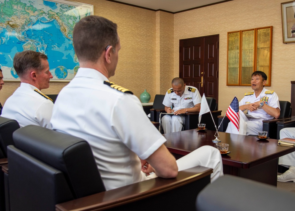 Rear Adm. Shultz conducts office calls with Sasebo JSDF Leaders