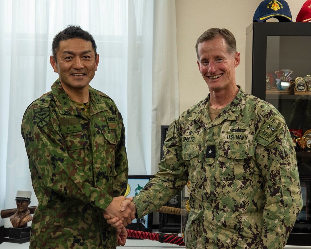 Rear Adm. Shultz conducts office calls with Sasebo JSDF Leaders