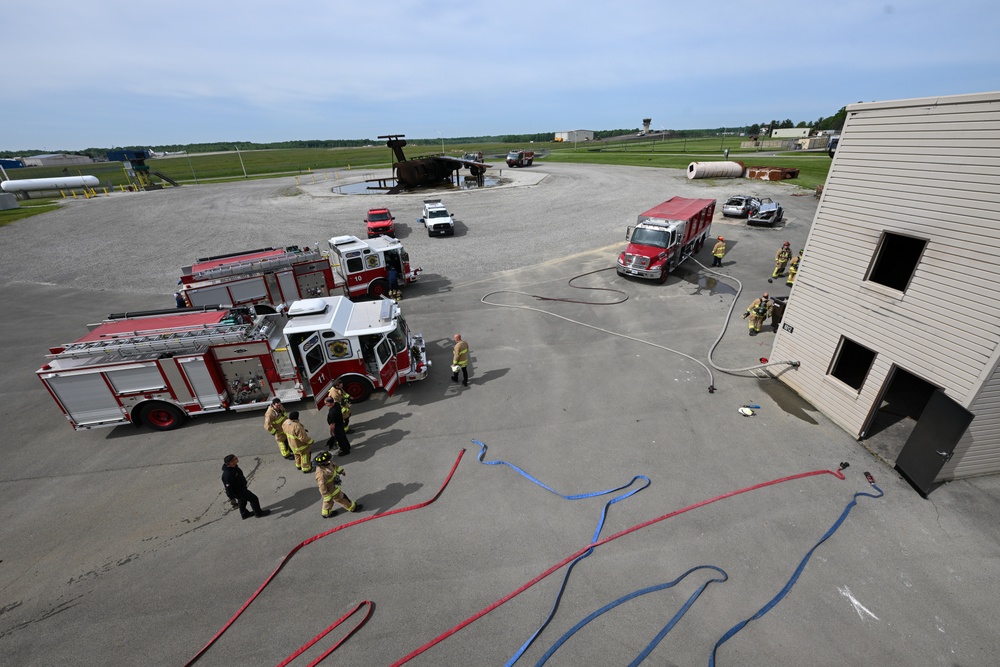 Firefighters face the flames