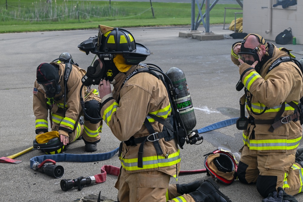 Firefighters face the flames