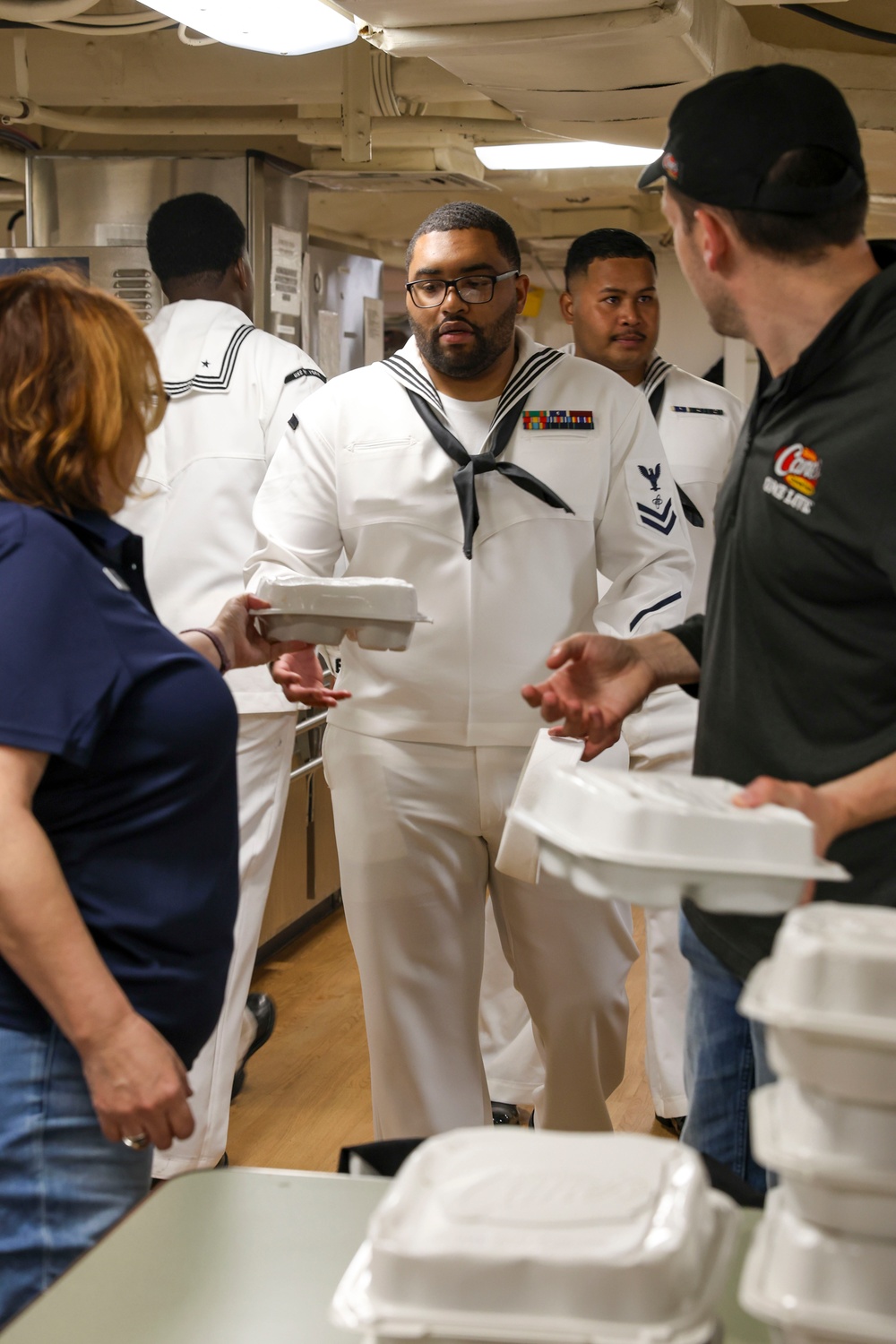 USS New York Sailors eat lunch with New York Council Navy League