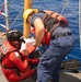 U.S. Coast Guard Cutter Stratton crew participate in a man overboard drill while patrolling the Pacific Ocean