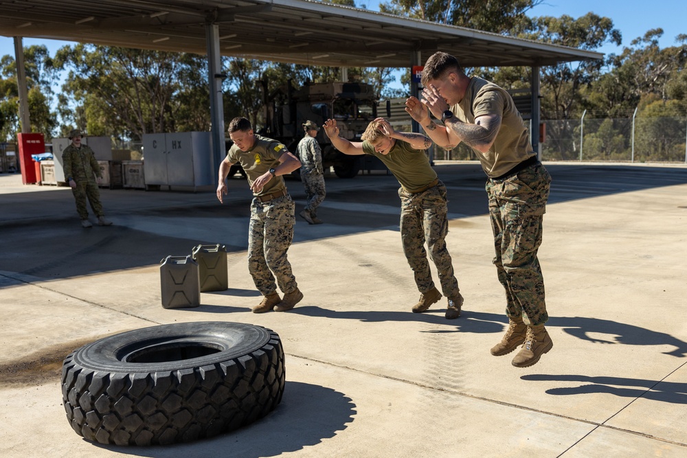 U.S. Marines, Australians participate in call for fire simulator, vehicle recovery drill during Coral-Balmoral Cup