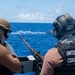 U.S. Coast Guard Cutter Stratton crew train with the M2A1 .50 caliber machine gun while patrolling the Pacific Ocean
