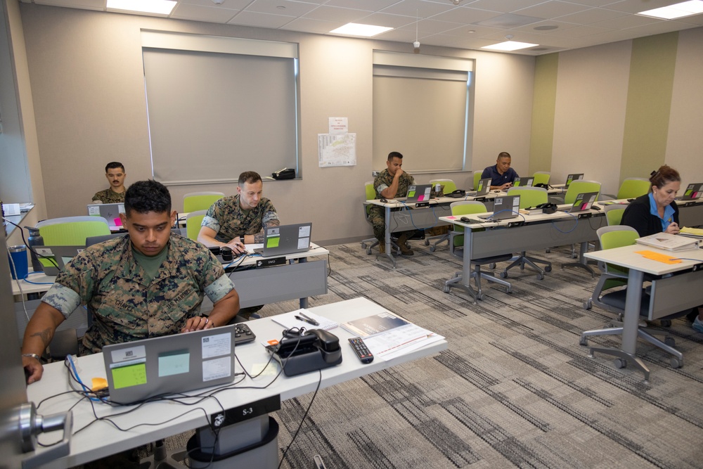 MCAS Miramar Marines participate in an Emergency Operations Center during Semper Durus 2025