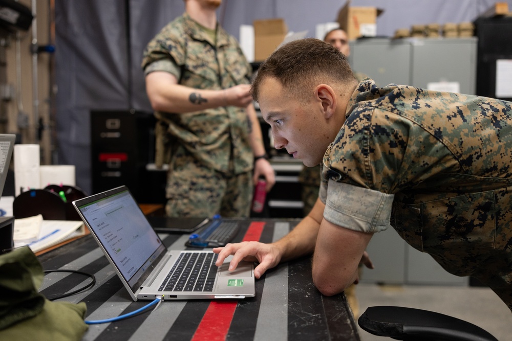 Marines with MWCS-28 conduct gear inventory