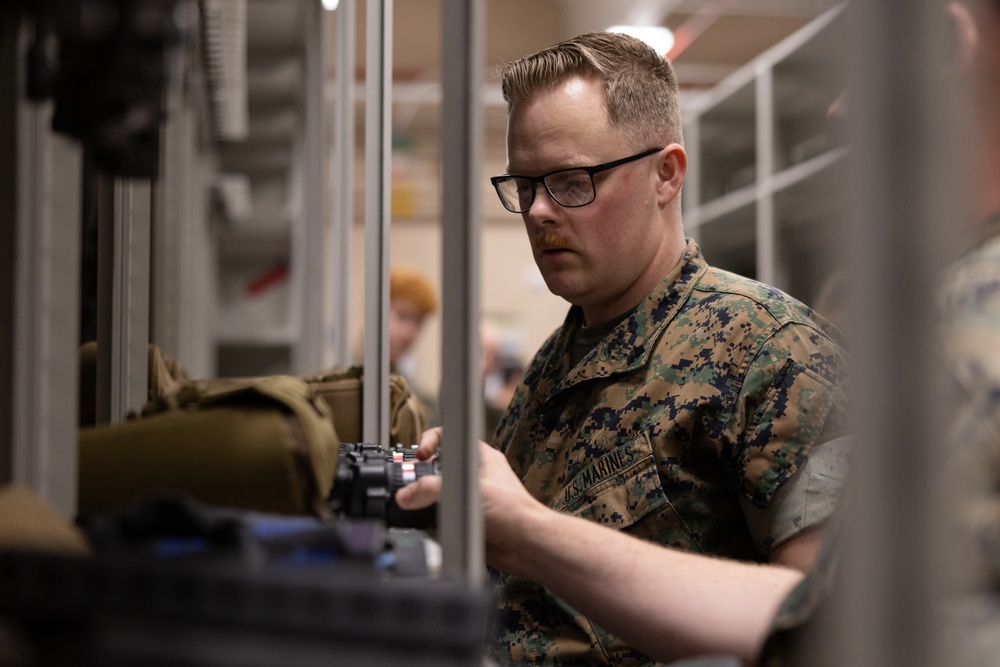 Marines with MWCS-28 conduct gear inventory
