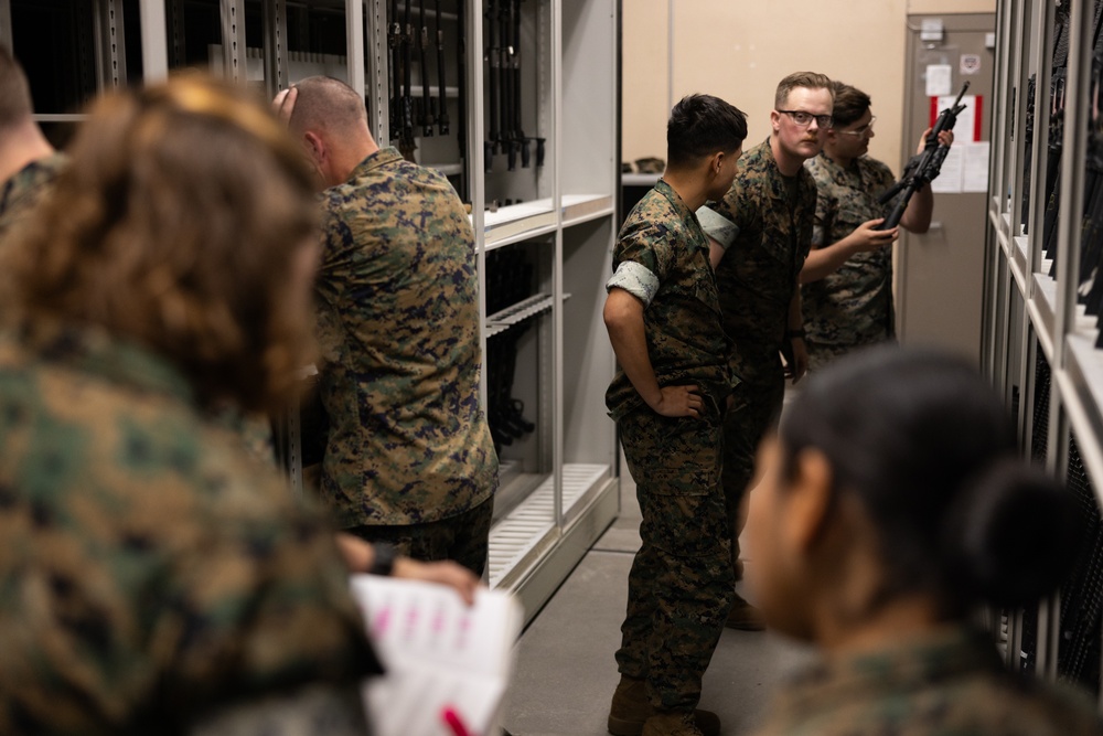 Marines with MWCS-28 conduct gear inventory