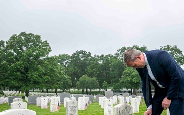 Secretary of the Army, Hon. Dan Driscoll, participates in the Flags In at Arlington National Cemetery