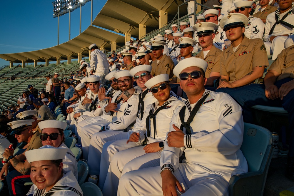 U.S. Sailors and Marines attend Los Angeles Dodgers game for LA Fleet Week