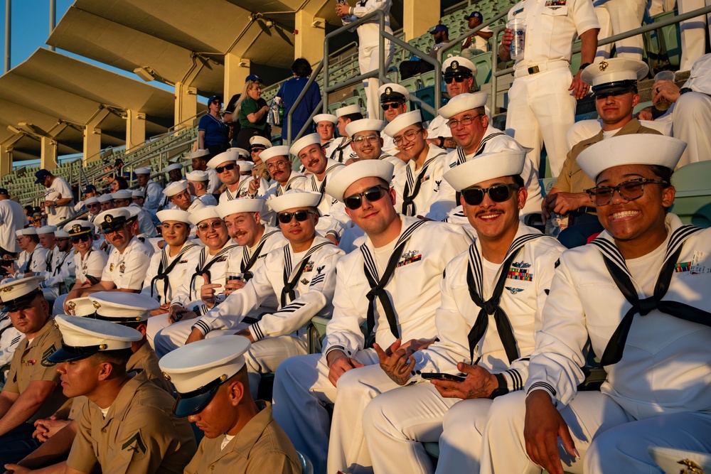 U.S. Sailors and Marines attend Los Angeles Dodgers game for LA Fleet Week