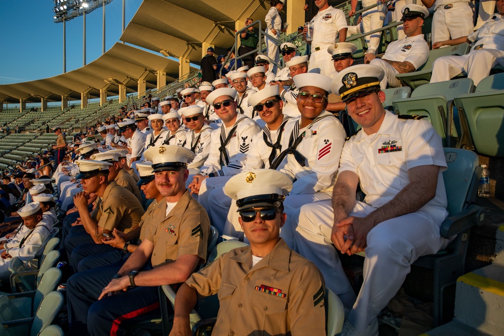 U.S. Sailors and Marines attend Los Angeles Dodgers game for LA Fleet Week